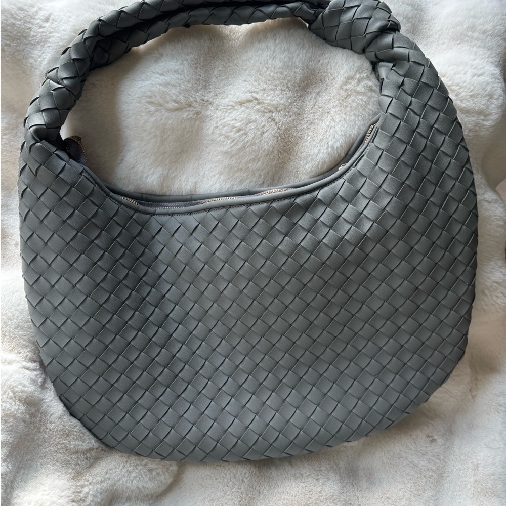 Anthropologie Brigitte Woven Hobo by Melie Bianco; Vegan Leather-Gray - Picture 2 of 4